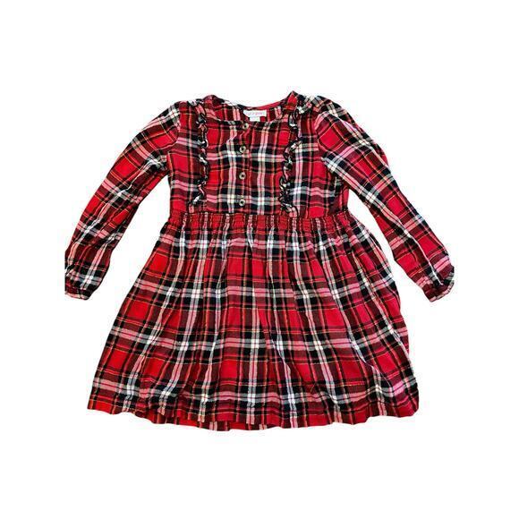 Cat & Jack Plaid Flannel Dress Red, Black & Metallic Gold Thread Toddler Girl 5T - Picture 1 of 8